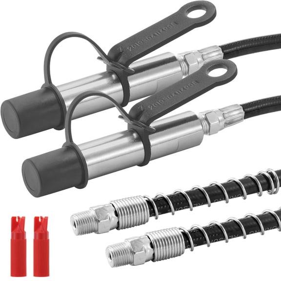 KFFKFF Grease Gun Connector Pair, 10000 PSI Pressure, Triple-Jaw Secure, Swift Detach Tip including Hose & Zerk Cleaning Attachments, Leak-Resistant Cover, Fits Universal Grease Guns