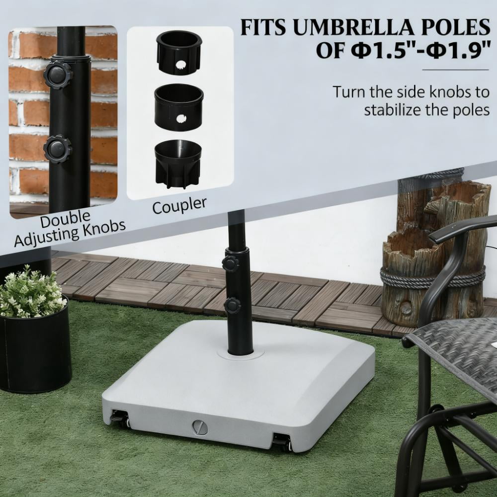 9.9 lb. Metal Square Square Patio Umbrella Base in Gray Umbrella Stand Holder w/4 Wheels for Garden, Backyard, Poolside