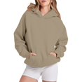 thumbnail image 3 of Yellow Essentials Hoodie, Polyester Hoodies for Women, Women Fleece Loose Hoodie Sweatshirt Long Sleeve Pocket Drop Shoulder Pullovers Top M, 3 of 7