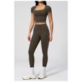 thumbnail image 3 of PISONIC Two Piece Workout Sets for Women Color Block Short Sleeve Tee and High Waist Leggings Gym Yoga Active Wear Outfits, 3 of 6