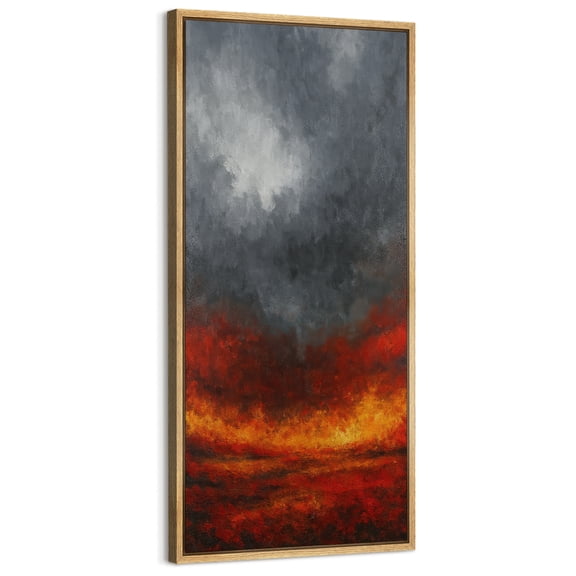 Large Framed Canvas Art for Living Room Wall Decor, Moody Abstract Landscape Canvas Print for Bedroom Decoration - 60"x30" Natural Framed
