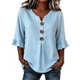thumbnail image 2 of Kelon Short Sleeve Womens Linen Cotton Tops Vacation Casual Outfits Blouses Dressy Casual Summer Outfits 2026, 2 of 4
