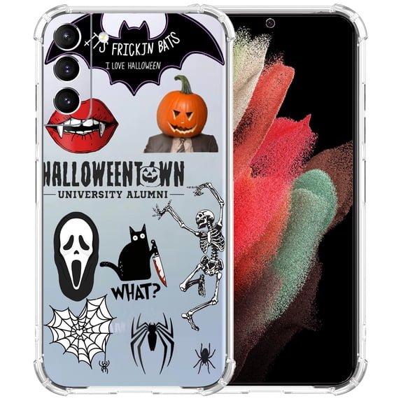 Halloween Bats Clear Case for Samsung Galaxy S21,Aesthetic Art Design Case for Men Women,Unique Trendy Transparent TPU Bumper Case Cover
