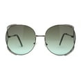 thumbnail image 1 of Womens Oversize Jewel Metal Rim Butterfly Designer Sunglasses Gunmetal Green, 1 of 4