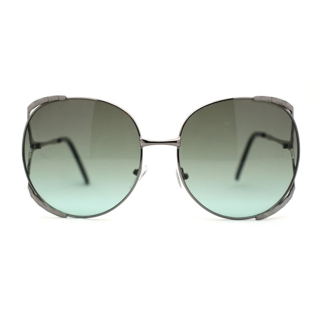 Lunettes de Soleil pour Femmes Surdimensionnées à Monture Métallique avec Papillon, Design, Vert Canon