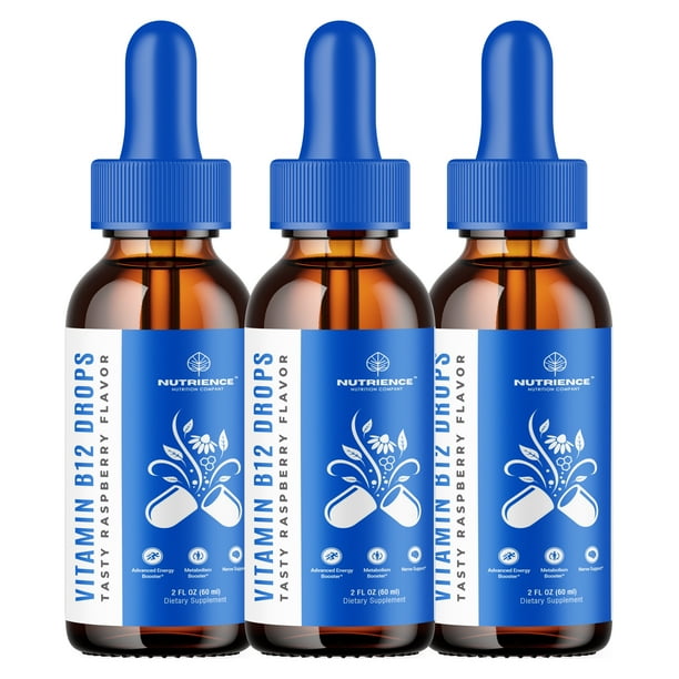 Vitamin B12 Liquid Drops Instant Energy Boost and Metabolism Support