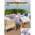 thumbnail image 4 of Outdoor Tablecloth with Umbrella Hole and Zipper, Pink Blue Floral Rectangle Table Cloth 60x120 Inch Waterproof Tablecloth, Butterflies Vintage Oil Painting Wooden Picnic Table Cover for Patio, 4 of 7