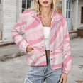 thumbnail image 3 of Jackets for Women Winter Coat Jackets Flannel Stand Collar Jacket(Pink Abstract Wavy Pattern Design,Size:S-4XL), 3 of 7