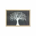 thumbnail image 1 of Rustic Wall Art with Frame, Tree with Many Leaves Pattern Wooden Background Botanical Theme Illustration Print, Printed Fabric Poster for Bathroom Living Room, 35" x 23", White, by Ambesonne, 1 of 2