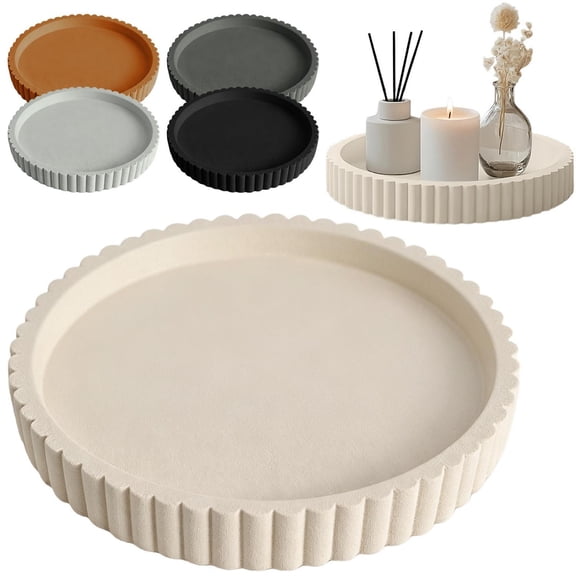 Goowood Bathroom Tray Round Decorative Tray for Jewelry Perfume Storage and Organization on Countertop Dresser Kitchen Coffee Table Home Decor