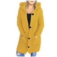 thumbnail image 5 of Lilgiuy Womens Long Sleeve Cable Knit Long Cardigan Open Front Button Hooded Sweater Outerwear Yellow，6（M） Winter Clothes for 2022, 5 of 5