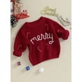 thumbnail image 3 of Suealasg Kids Boys Girls Christmas Sweaters Child Long Sleeve Crew Neck Letter Print Loose Knitted Pullovers Tops 3T 4T 5T 6T 7T Little Boys Girls Fall Winter Warm Sweatshirts Knitwear, 3 of 9