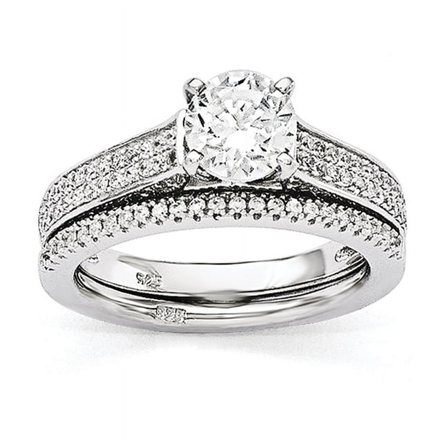 Bague de Mariage en Argent Sterling 925 Zircon Cubique Cz 2 Pcs