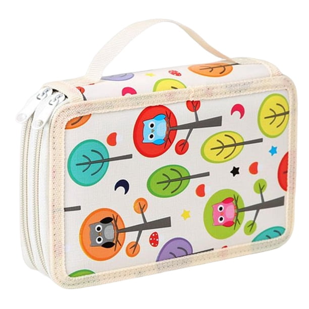 Estuche para lápices con 72 ranuras, bolsa de papelería, bolsa de maquillaje con cremallera, útiles escolares Beige