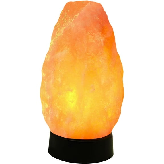 Himalayan Glow 1004 Hand-Carved Natural Himalayan Salt Lamp with Dimmer Switch and Neem Wood Base, Orange/Amber