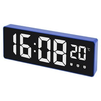 REGALWOVEN Triple Alarm Clock Bedroom,Big Numbers Display,Dimmable,Snooze,Temperature,12/24H Deep Sleepers 6.3 x 2.2 x 1 inch Blue