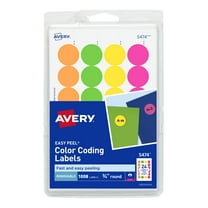 Avery Printable Color-Coding Labels, Removable Adhesive, 3/4" Round, Assorted Neon, 1,008 Labels (5474)