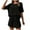 Black, variant on Lindreshi Womens 2 Piece Outfit Summer Fashion Women Summer Casual Short Sleeve Blouses Botton Round Neck Tops Long Pants