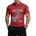 thumbnail image 3 of Zimjoy 250 Anniversary Men's Polo Shirts USA Flag Short Sleeve 4th of July Shirts Henley Neck Patriotic Independence Day T-Shirt, Red L, 3 of 5