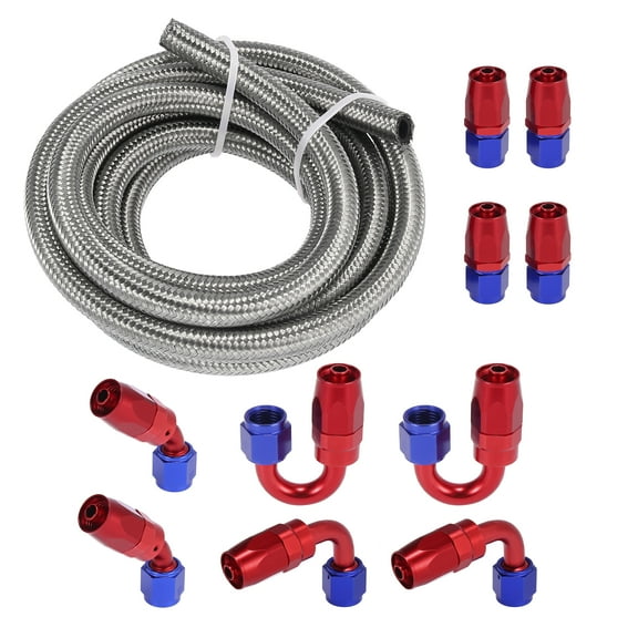 Car Auto Stainless Steel Braided 10ft 3/8" Fuel Line Kit with AN6 Swivel End Fitting for CPE Oil Gas Hose