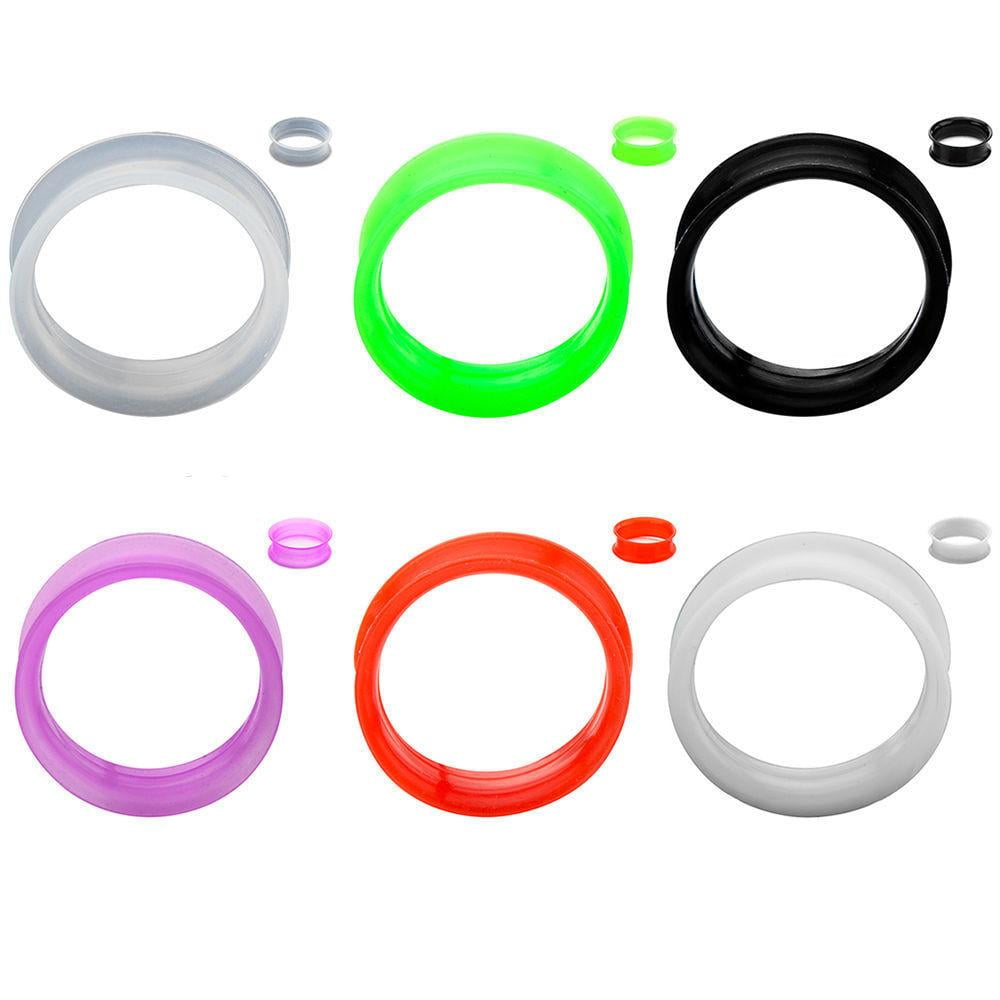 Luxe Modz Ear Gauges Plugs Skinny Body Jewelry Silicone Double Fared Tunnels Piercings Jewelry for Women Men Sold as Pair