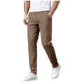 thumbnail image 2 of hlysgo Mens Chino Pants Relaxed Fit Elastic Waist Straight Leg Pants for Men Casual Work Office Dress Pant 2026 Spring Summer Cargo Trouser Brown XXXL, 2 of 8