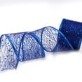 thumbnail image 2 of Joice Gift Blue Weave Glitter Mesh Wired Christmas Holiday Ribbon Roll 2.5 inch x 10 Yard, 2 of 5