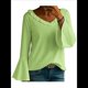 thumbnail image 3 of Blusa de Mujer con Volantes, Mangas 3/4, Cuello en V, Informal, para Negocios, y Verano Verde M, 3 of 6