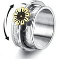 thumbnail image 4 of Stainless Steel Flower Pattern Wide Style Rotating Spinner Anxiety Pressure Rlief Band Ring, 4 of 9