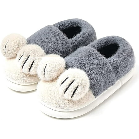 

CoCopeaunt Women s Cute Animal Slippers Block Heel Memory Foam Warm Soft Comfy Cozy House Slipper Fleece Fluffy Slip On Bedroom Shoes