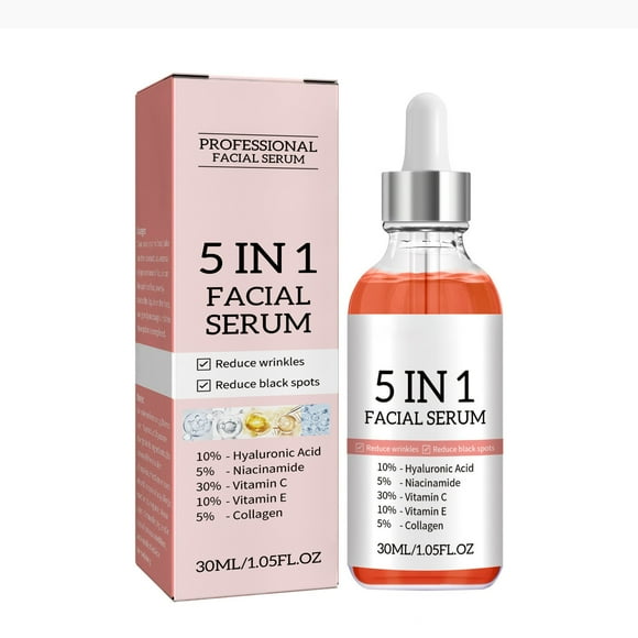 Personal Skin Care Clearance, Bradem 5 in 1 Facial Wrinkles Face Dark Corrector , Facial with and 30Ml, Skincare Lotion Clearance Sale! 1X Essence, Red, One Size