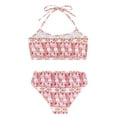 thumbnail image 4 of TiaoBug Girls 2 Pcs Mermaid Bikini Sets Shiny Halter Ruffles Crop Top with Triangle Brief Bathing Suit Tankini Light Red A 140, 4 of 5