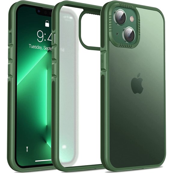 Casus Frosted Matte Silicone Frame Shockproof Case for iPhone 13 - Green