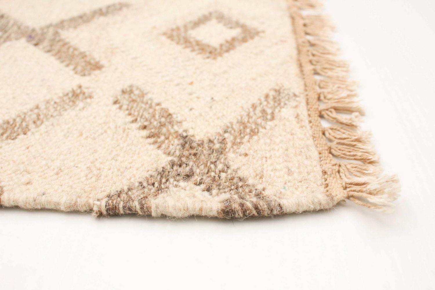 ECARPETGALLERY 5'6" x 7'7" Flat-weaves & Kilims Organica Hand Made Area Rug for Living Room, Dining Room and Bedroom in Ivory