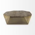 thumbnail image 4 of Esagono 48" Octagonal Double Hinged Brown Wood Top Brass Metal Base Coffee Table, 4 of 9