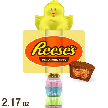Reese's Miniatures Milk Chocolate Peanut Butter Cups Easter Candy, Plastic Cane 2.17 oz