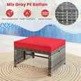 thumbnail image 6 of RELAX4LIFE Wicker Outdoor Ottoman Set of 2 - Rattan Footstools Foot Rest w/Removable Cushions, Multipurpose Side Table & Additional Seating, Outdoor Ottomans for Patio Garden Porch (Grey-Red), 6 of 18