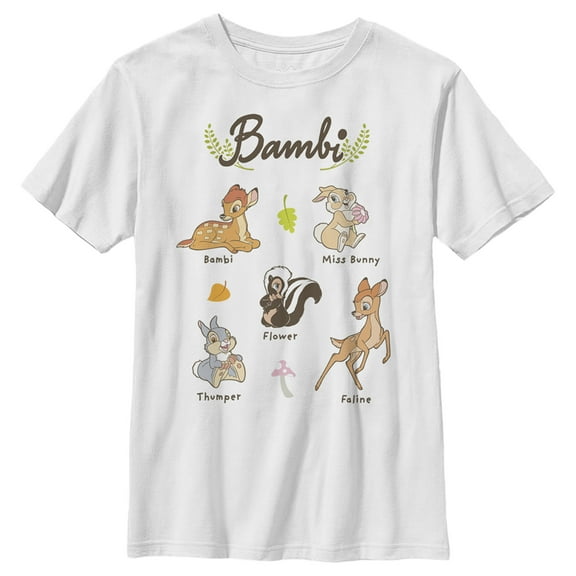 Boy's Bambi Character Names  Graphic Tee White Small
