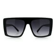 thumbnail image 3 of Womens Mobster Shield Oversized Plastic Rectangular Sunglasses Black - Smoke, 3 of 8