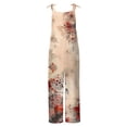 thumbnail image 5 of Xdegoge Linen Vintage Print Sleeveless Jumpsuits for Women Casual Tie Knot Strap Wide Leg Overalls Boho Summer Beach Baggy Rompers Loose Flowy Lounge Playsuit Wear, 5 of 5