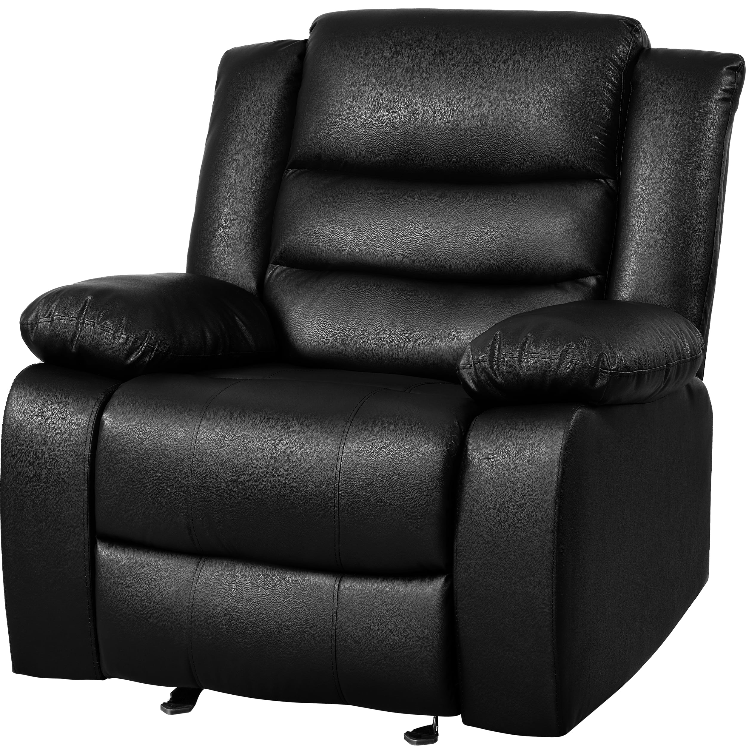 TrumanPick Recliner Chair PU Leather Rocker Recliners Sofa Chairs for Adults Lazy Boy Rocking Chair for Living Room, Black
