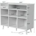 thumbnail image 2 of Cozy Castle Record Player Stand with Open Vinyl Storage, Record Player Table Holds up to 500 Albums, Vinyl Record Player Shelf with Power Outlet for Living Room, White, 2 of 7