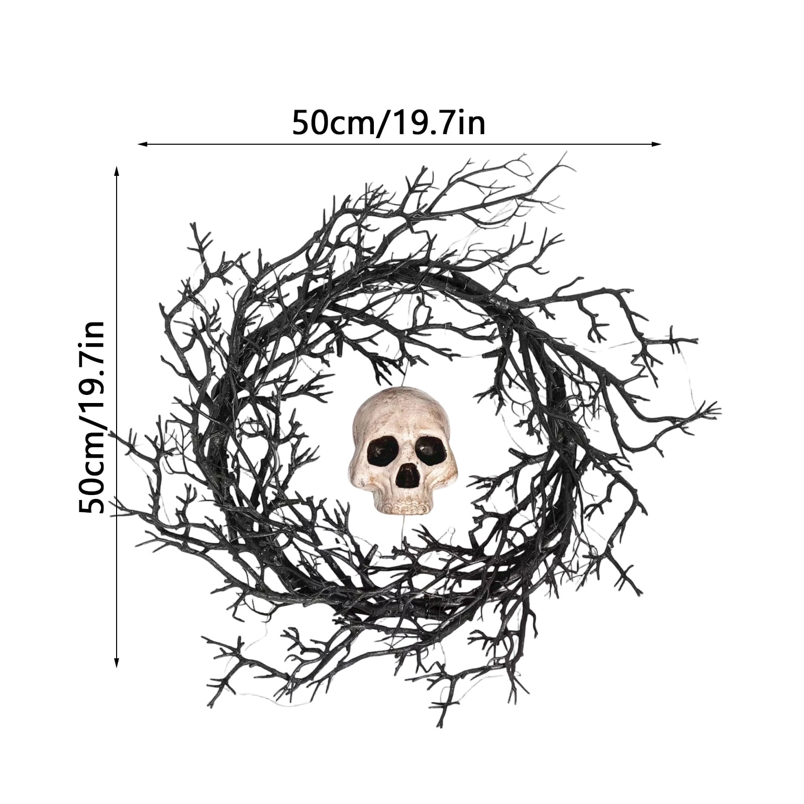 20 Inch Pre-Lit Halloween Ghost Wreath with Lights for Front Door, Spooky Illuminated Door Hanger Wreath for Outdoor Porch Wall Yard Holiday Party Home Decoration