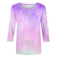 thumbnail image 4 of Busydd Womens Tops Fashion Tie Dye Blouses Casual Loose Round Neck T-Shirts 3/4 Length Sleeve Shirts Going Out Tops for Women, 4 of 5