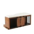 thumbnail image 6 of Demi Bonn 56"L Furniture Style Dog Crate with Removable Cushion and Sliding Door, Wood Kennel & Bench Ottoman for Bedrooms, Living Rooms, Brown, 6 of 12