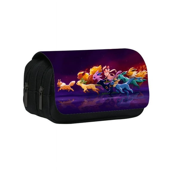 Pika Pencil Case, Double-Layer Pencil Case, Canvas Pen Pouch with 2 Zippers, Large Capacity Stationery Organizer