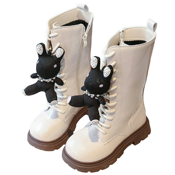 Little Girls Long Boots Fashion Mid Calf Boots Rabbit Winter Footwear Kids