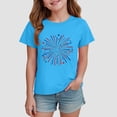 thumbnail image 2 of Gubotare Independence Day Shirt Girl Girls' Short Sleeve Graphic T-Shirt,Everyday Casual Wear,Soft & Comfortable Fit (Sky Blue,Size 7-8 Years), 2 of 4