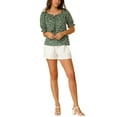 thumbnail image 2 of Allegra K Women's Sweetheart Neck Raglan Sleeve Retro Ruffle Floral Tops, 2 of 6