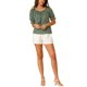 thumbnail image 2 of INSPIRAR CHIC Blusas Retro con Cuello Corazón y Mangas Raglán con Volantes Florales M Verde, 2 of 7